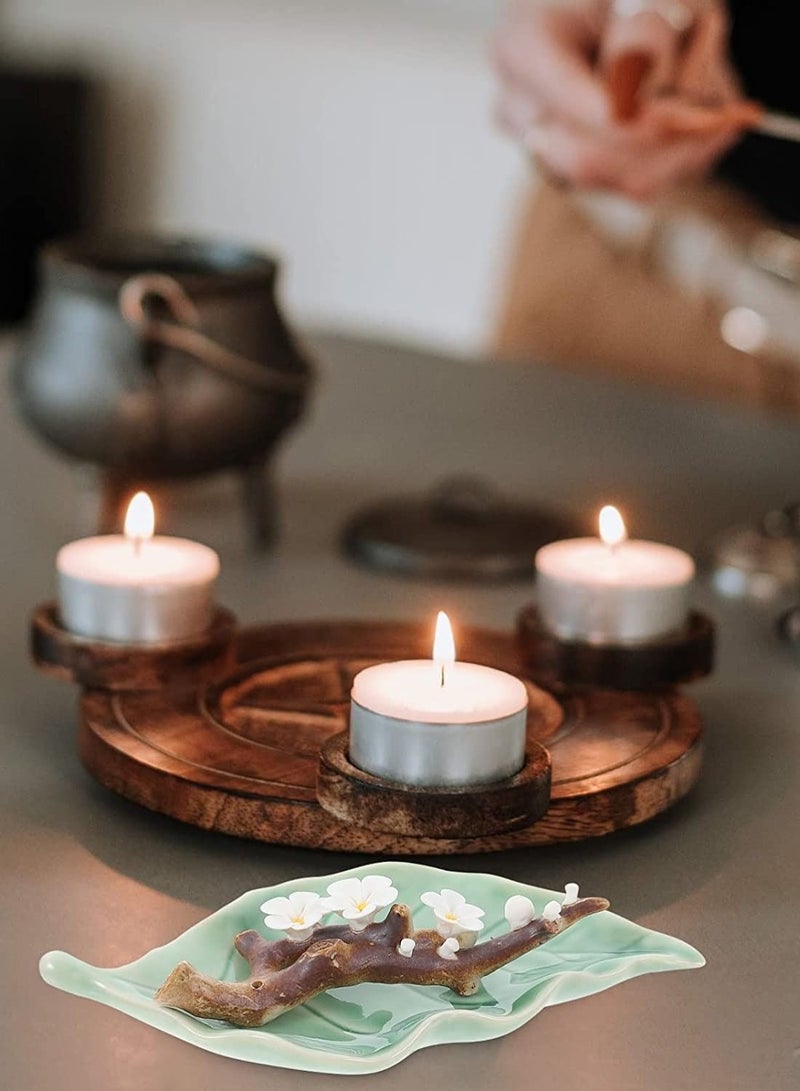 كابتن تيك Ceramic Incense Stick Burner Holder: Japanese Style Handmade Cherry Blossom Incense Burner Holder Leaf Shape Ash Catcher Inscent Tray Decorative Gift Home Decor White - Image 3