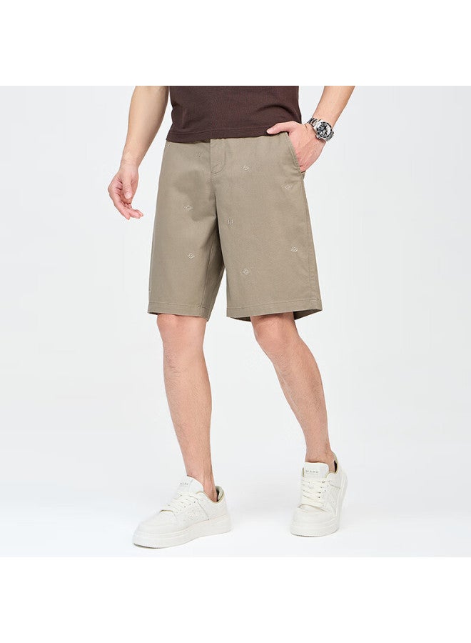 Dancing Wolves summer Commuting All-match Cotton Ammonia Printed Lining Men's Casual Shorts 701 Khaki 35 - Image 4