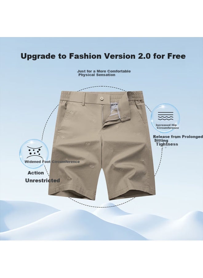 Dancing Wolves summer Commuting All-match Cotton Ammonia Printed Lining Men's Casual Shorts 701 Khaki 35 - Image 2
