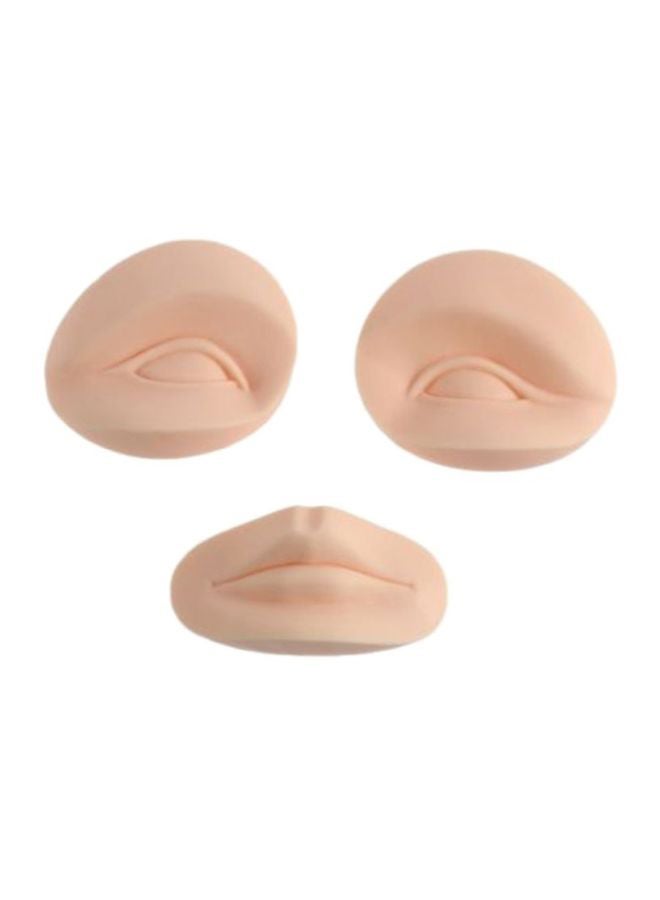 3-Piece 3D Lip Eyebrow Permanent Makeup Tattoo Practice Skin Silicone Beauty Tool Model Beige - Image 1