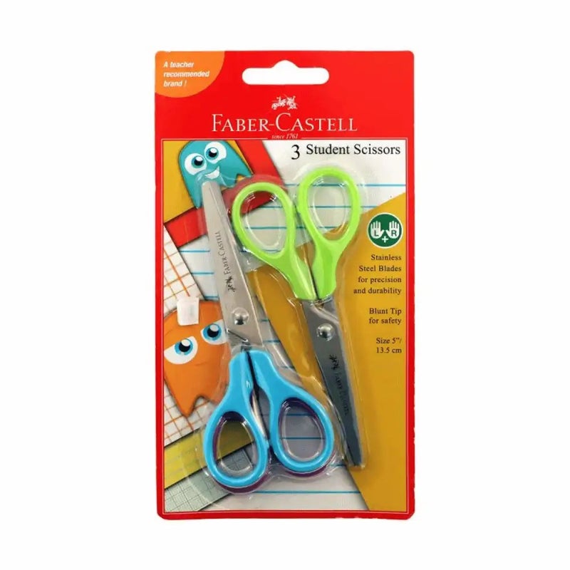 Faber Castell Student Scissor With Stainless Steel Blade And Blunt Tip- 3pcs