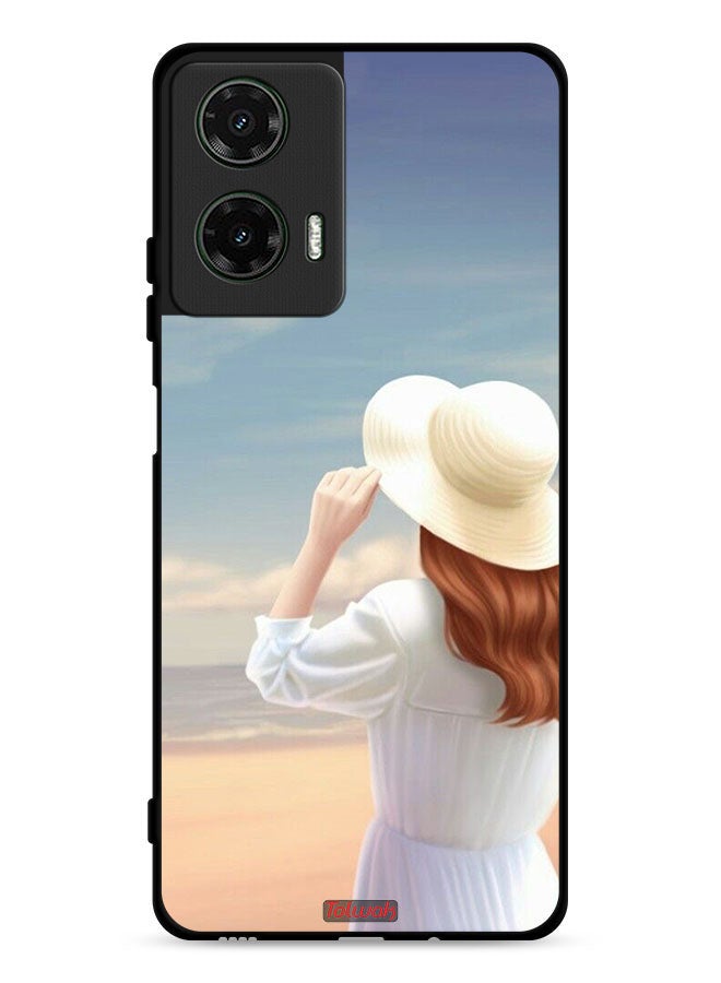 Tolwak Motorola Moto G35 5G Protective Case Cover Hat Girl Standing - Image 1