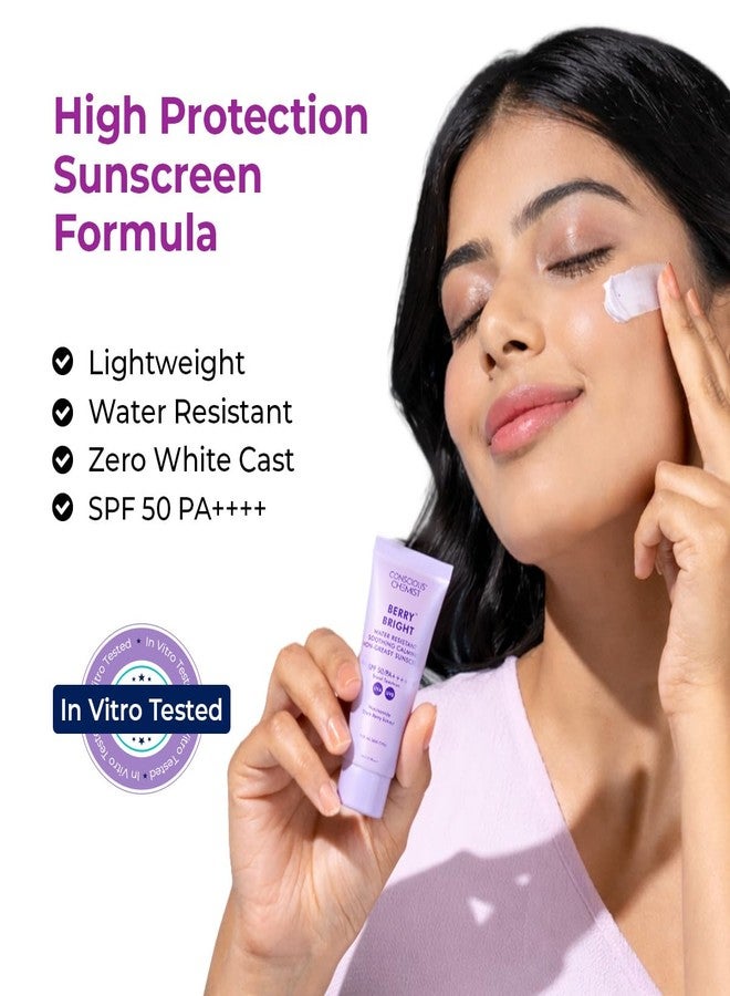 Conscious Chemist® Berry Bright Sunscreen SPF 50 PA++++ 20g | In-Vivo Tested Face Sunscreen | Lightweight Gel Formula | Niacinamide & Blackberry Extract | Hybrid Broad Spectrum UVA & UVB Protection | Non-Greasy, No White Cast | Water Resistant | For Oily, Combination & All Skin Types - Image 4