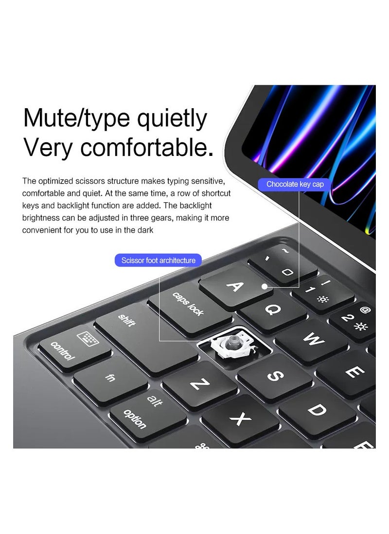 Captaintech Magic Keyboard Case for iPad Pro 12.9 (3rd/4th/5th/6th Gen) – Magnetic Backlit Keyboard with Trackpad & Smart Cover  - Image 2