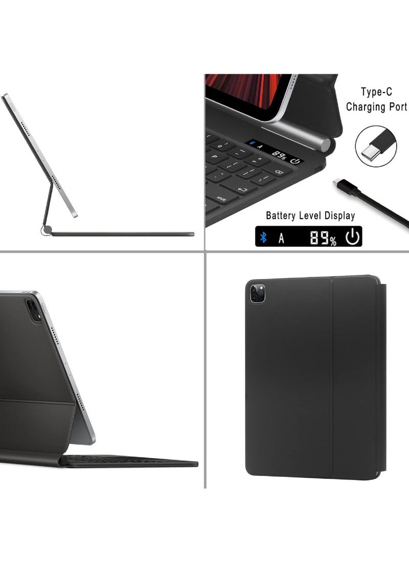 كابتن تيك - لوحة مفاتيح سحرية عربية لجهاز Apple iPad Pro 12.9 مع غطاء خلفي مغناطيسي لوحة مفاتيح ذكية بإضاءة خلفية لجهاز iPad Pro 12.9 الجيل الثالث والرابع والخامس والسادس - Image 1