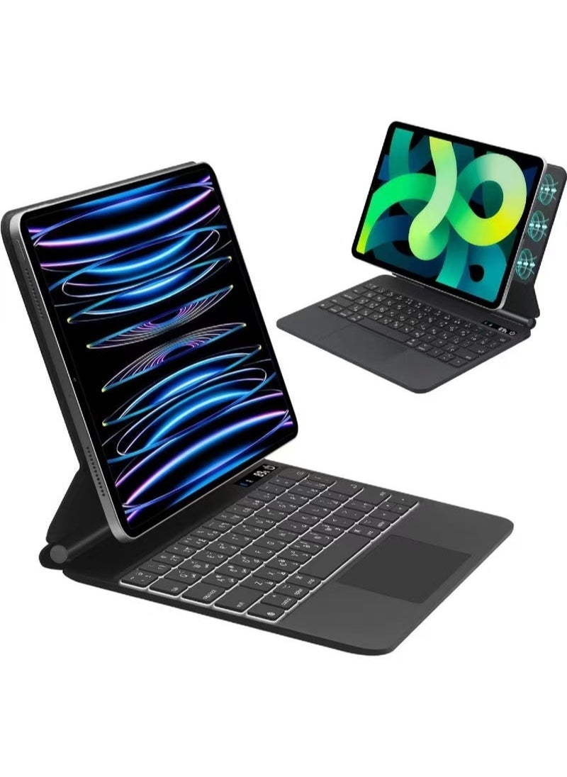 كابتن تيك - لوحة مفاتيح سحرية عربية لجهاز Apple iPad Pro 12.9 مع غطاء خلفي مغناطيسي لوحة مفاتيح ذكية بإضاءة خلفية لجهاز iPad Pro 12.9 الجيل الثالث والرابع والخامس والسادس - Image 1