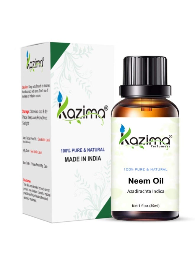 KAZIMA Neem Carrier Oil - 100% Pure, Natural & Undiluted Cold Pressed Oil for Aromatherapy, Skin Care, Hair Care and Face, 30 ml - Image 1