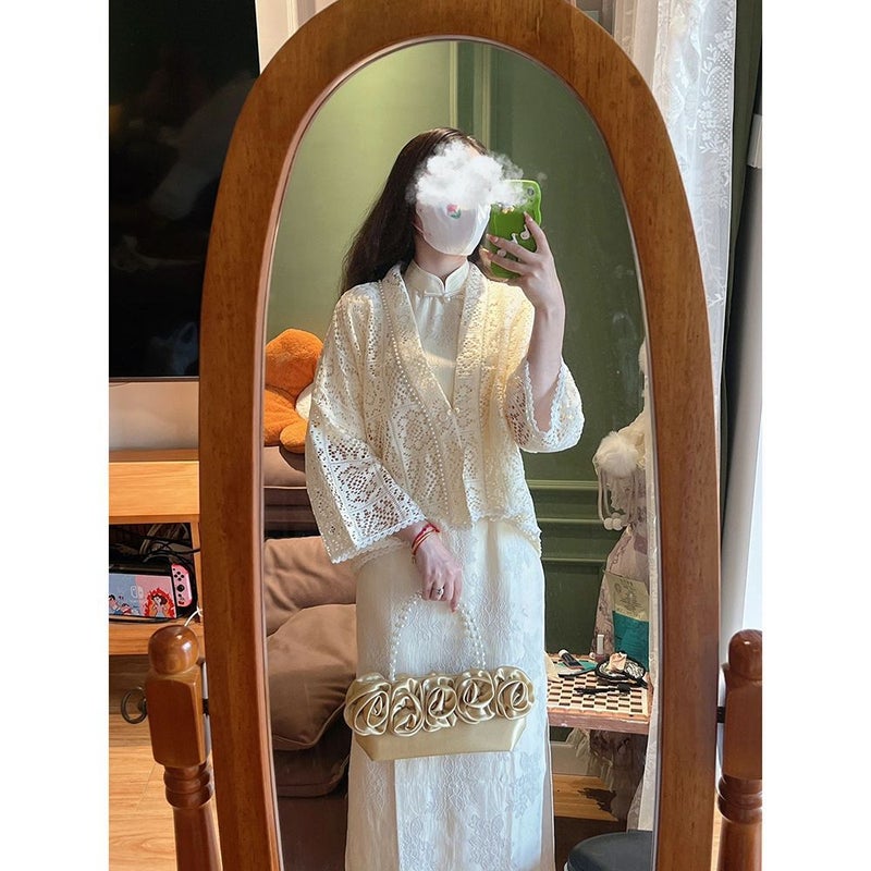 2024 Fresh Green Qipao Modern Young Girls Summer Dress 9161 shawl 