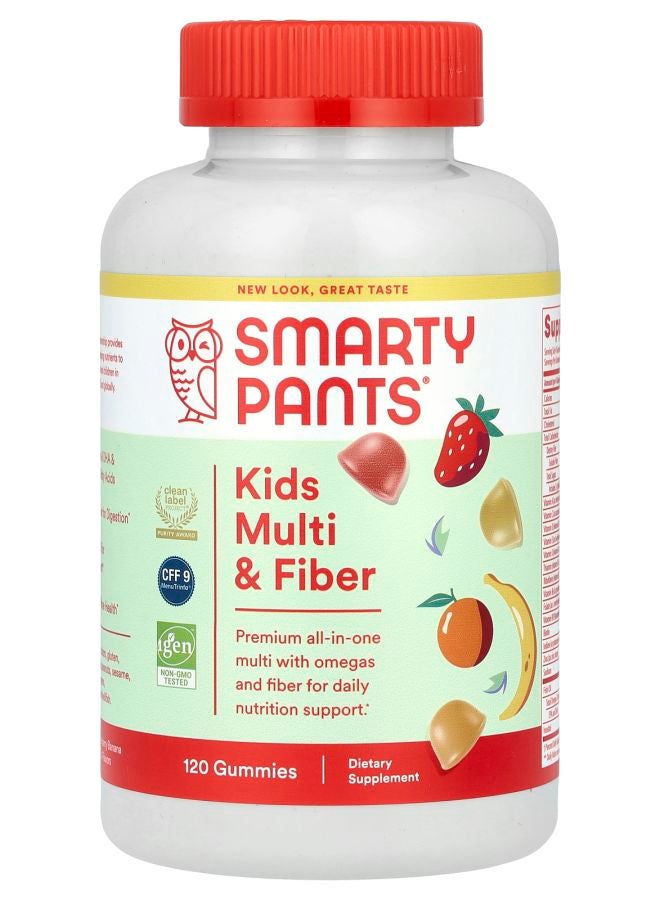 SmartyPants أقراص متعددة الألوان والألياف للأطفال بنكهة الليمون والبرتقال والموز بالفراولة 120 حبة