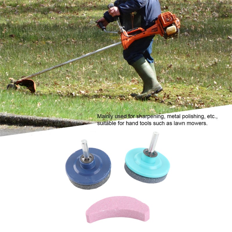 3Pcs/Set Universal Lawn Mower Trimmer Blade Sharpener Grinding Sharpening Stone Tool Garden Accessory - Image 1