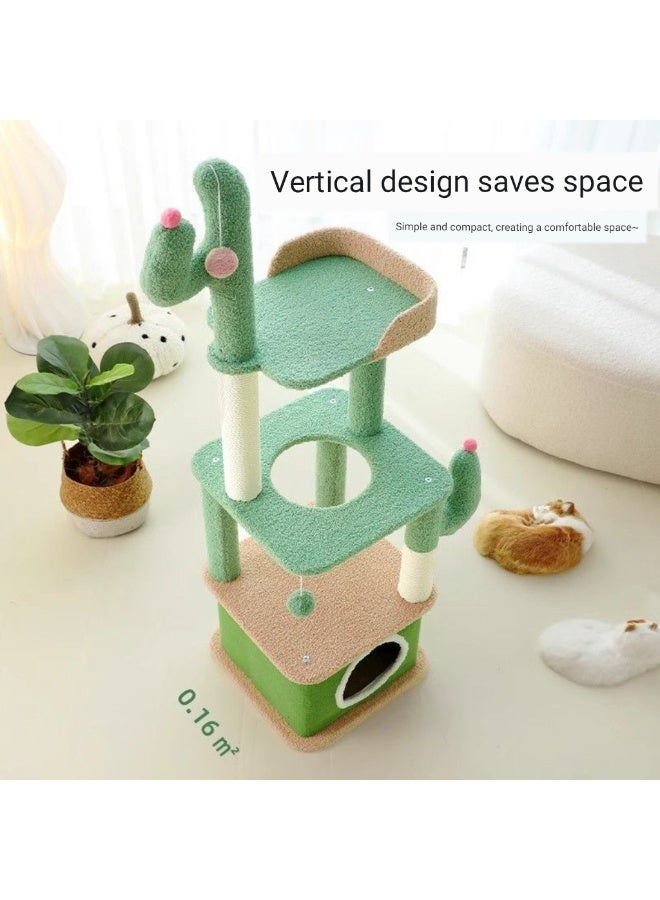 A.M Cactus cat climbing frame cat bed cat tree integrated cat jumping platform three-layer cat rack with cat ball does not take up space multi-layer Cactus Cat Climbing Frame - Image 3