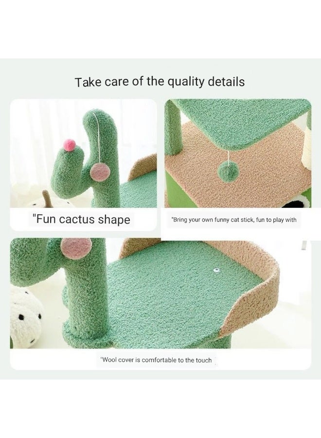 A.M Cactus cat climbing frame cat bed cat tree integrated cat jumping platform three-layer cat rack with cat ball does not take up space multi-layer Cactus Cat Climbing Frame - Image 4