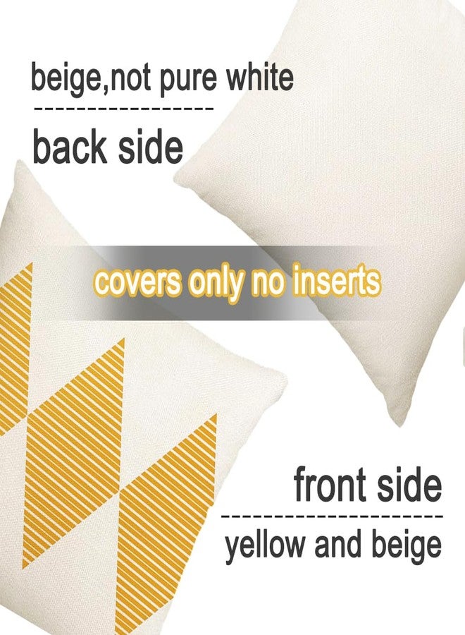 RABUSOFA Yellow and White Outdoor Pillows Waterproof,18x18 inch Boho Outdoor Pillow Covers Set of 4 for Patio Furniture Sunbrella (2Y-18) (Yellow and White, 18"x18") - Image 2