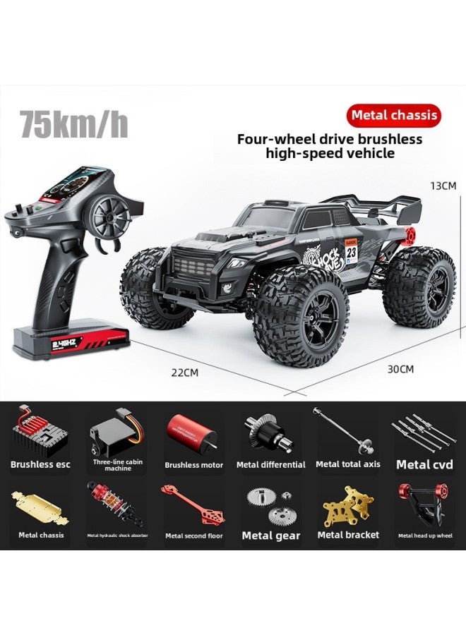 Professional Rc Remote Control Car Drift Car Metal Car Toy Adult High-speed Big Foot Climbing Car Four-wheel Drive Racing Car-Color:Black 【brushless/speed 75】 Metal Bottom/metal Drive/metal Hydraulic Shock Absorber-Proportion:1:16 - Image 1