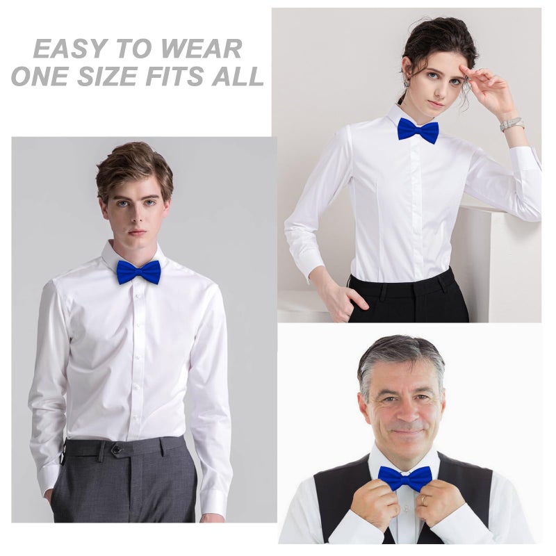WOXVM Men's Bow Ties Solid Color Pre-Tied Bow Tie Satin Formal Tuxedo Bowtie Adjustable Neck Bowtie for Men Wedding Party (Royal Blue) - Image 5