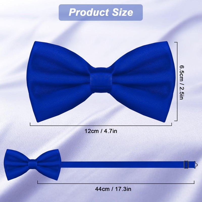 WOXVM Men's Bow Ties Solid Color Pre-Tied Bow Tie Satin Formal Tuxedo Bowtie Adjustable Neck Bowtie for Men Wedding Party (Royal Blue) - Image 3