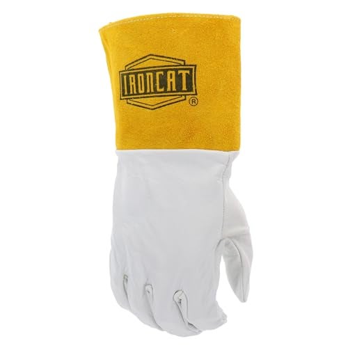 IRONCAT 6141 Kidskin TIG Welding Gloves – Large, Kevlar Thread Welding Gloves with 4 in. Gold Cuff, Straight Thumb, Pearl, Natural - Image 2