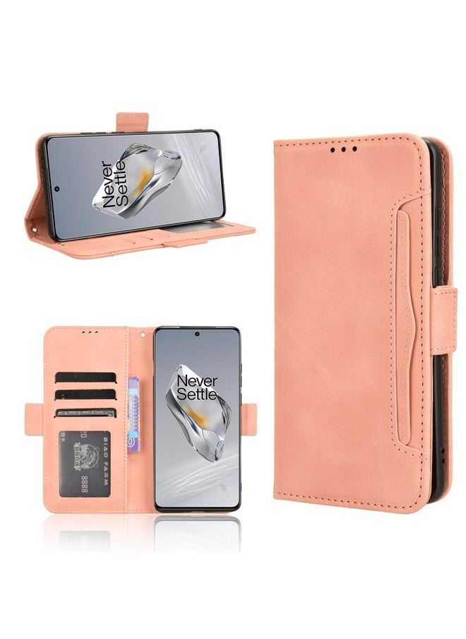 HuHa - Case Cover For OnePlus 12R / Ace 3 5G Skin Feel Calf Texture Card Slots Leather Phone Case Pink - Image 1
