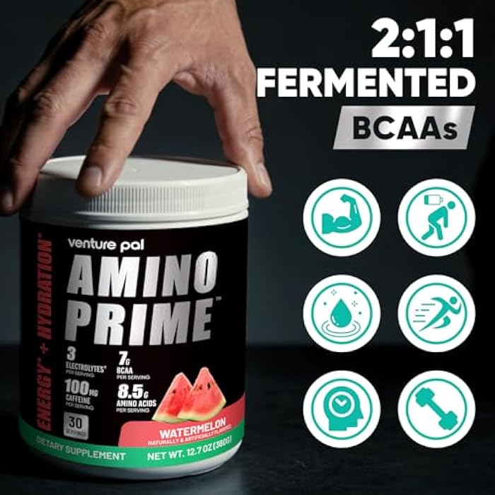 Venture Pal EAA Amino Energy Powder with BCAAs, Green Tea & Green Coffee Extract, Pre-Workout Support, Keto Friendly, Watermelon, 30 Servings - Image 4