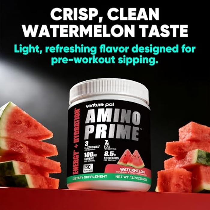 Venture Pal EAA Amino Energy Powder with BCAAs, Green Tea & Green Coffee Extract, Pre-Workout Support, Keto Friendly, Watermelon, 30 Servings - Image 5