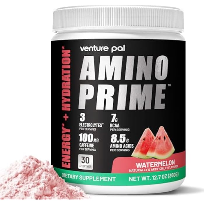 Venture Pal EAA Amino Energy Powder with BCAAs, Green Tea & Green Coffee Extract, Pre-Workout Support, Keto Friendly, Watermelon, 30 Servings - Image 1