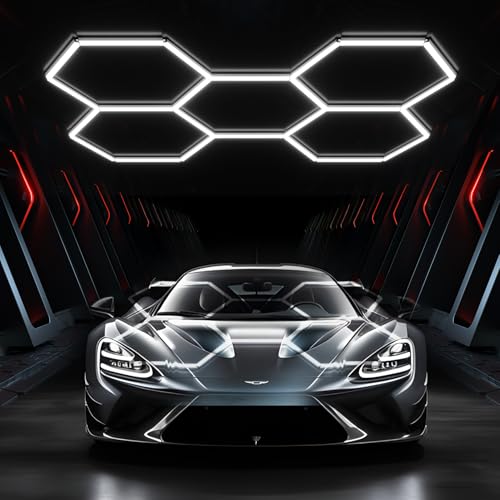 JTT Hexagon Garage Lights 200W 20000LM 5 Grids 25Pack LED Garage Hexagon Lights 6500K Super Bright Car Detailing Ceiling LED Shop Light for Warehouse Workshop Gym Basement Car Care Wash Room - Image 1