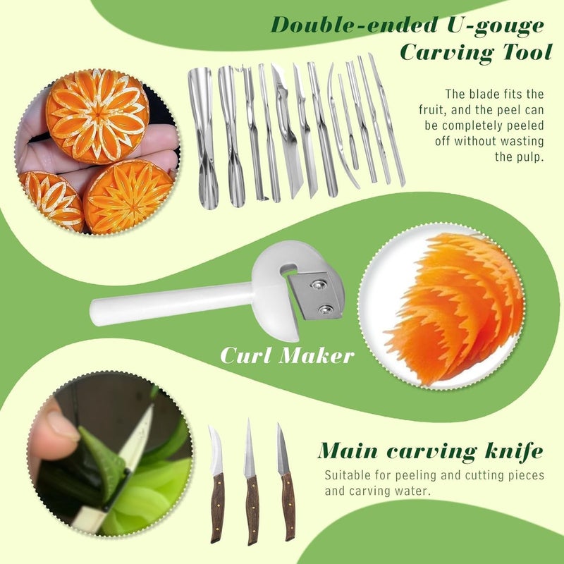 Krbnk 80-Piece Stainless Steel Fruit Carving Tools Set - Professional Watermelon Carving Knife Kit with Ergonomic Handles & Portable Wood Box, Durable Fruit Cutting Tools for Culinary Arts, Sculpting - Image 4