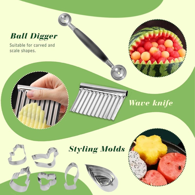Krbnk 80-Piece Stainless Steel Fruit Carving Tools Set - Professional Watermelon Carving Knife Kit with Ergonomic Handles & Portable Wood Box, Durable Fruit Cutting Tools for Culinary Arts, Sculpting - Image 5