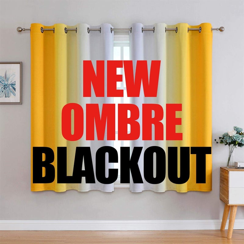 G2000 Blackout Curtains Drapes for Bedroom Living Room 63 Inch Length Yellow and Greyish White Room Darkening Window Treatments Ombre Thermal Insulated Light Blocking Grommet Backdrop 2 Panels Set