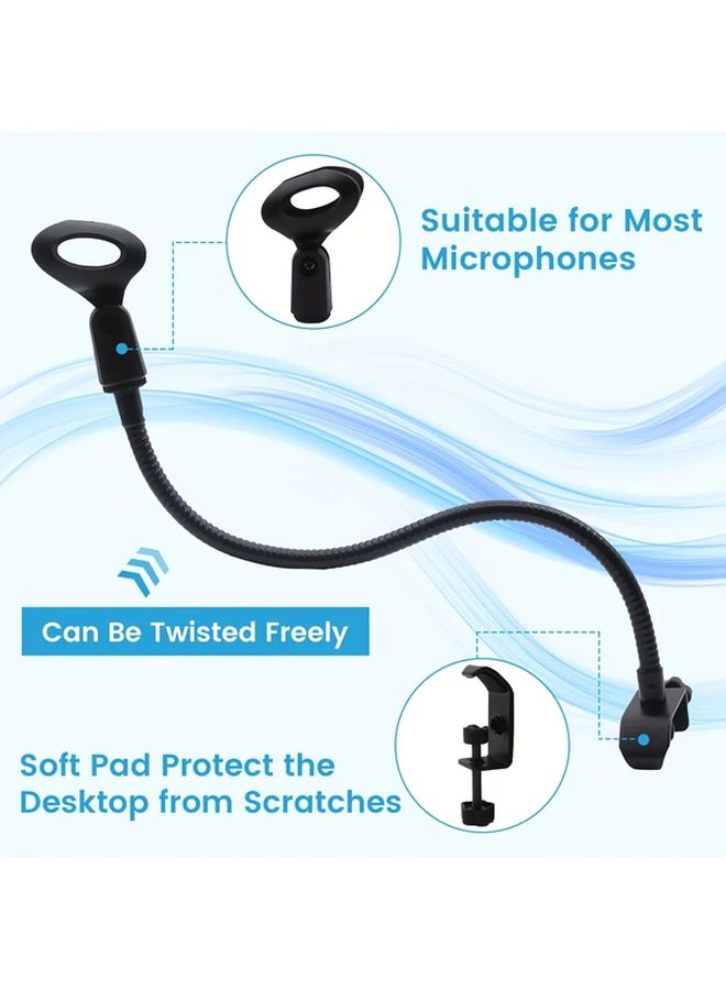 حامل ميكروفون من سبائك الألومنيوم الأسود مرن قابل للتعديل 360 درجة مع مشبك آمن لسطح المكتب - Image 4