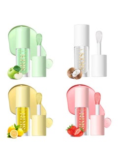 Mrettick Plumping Lip Oil 4 Packs Hydrating Lip Glow Oil Fruit Extract Lip Gloss Moisturizing Lip Balm and Tinting for Dry Lips  - Image 1