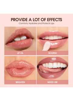 Mrettick Plumping Lip Oil 4 Packs Hydrating Lip Glow Oil Fruit Extract Lip Gloss Moisturizing Lip Balm and Tinting for Dry Lips  - Image 5