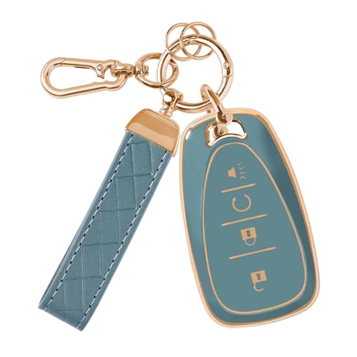Rislobx Key Fob Cover Fit for Chevy Key Car Key Case Protector for Volt Bolt Spark Equinox Traverse Trax 4 Buttons Blue - Image 1