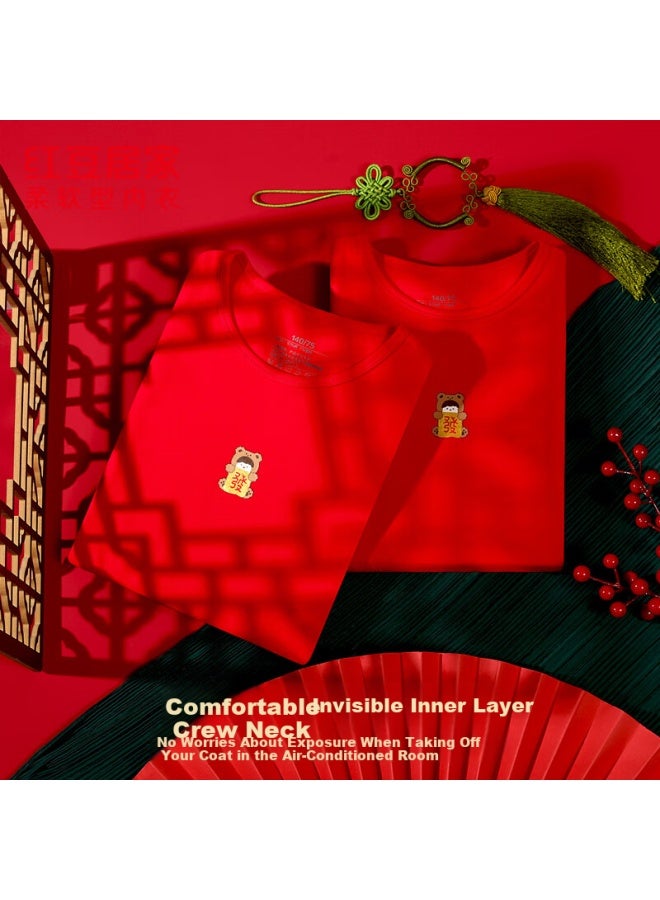 HOdo Home Hodohome Boys 3a Antibacterial Cotton Amine Festive Red Autumn Shirt And Pants Set For New Year Celebration 209 150 - Image 2