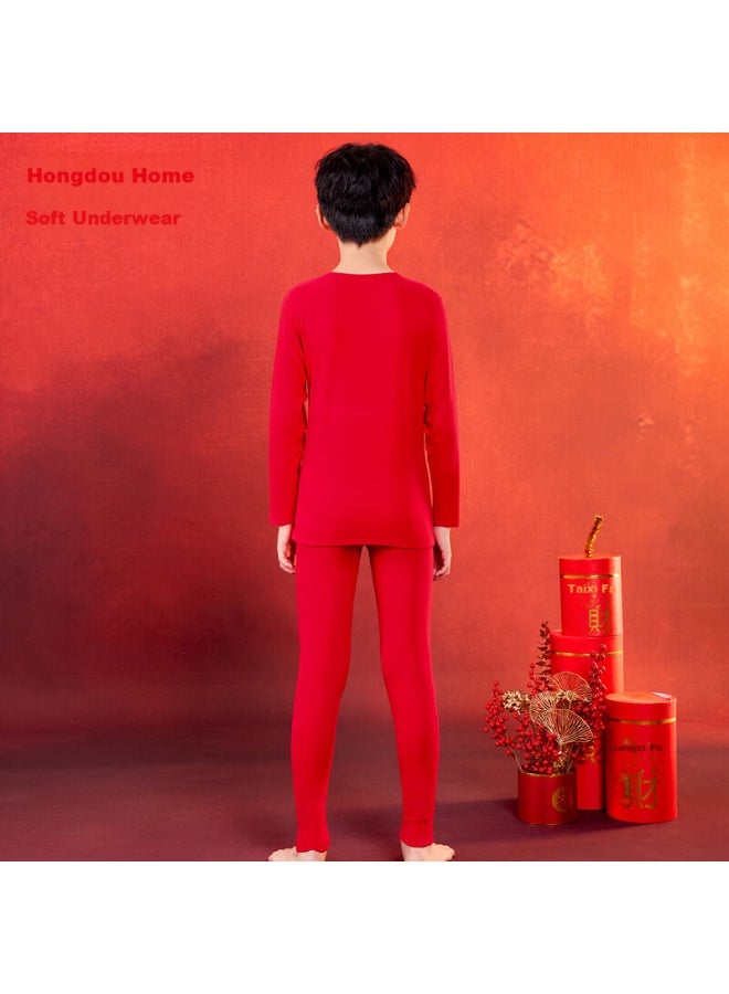 HOdo Home Hodohome Boys 3a Antibacterial Cotton Amine Festive Red Autumn Shirt And Pants Set For New Year Celebration 209 150 - Image 3
