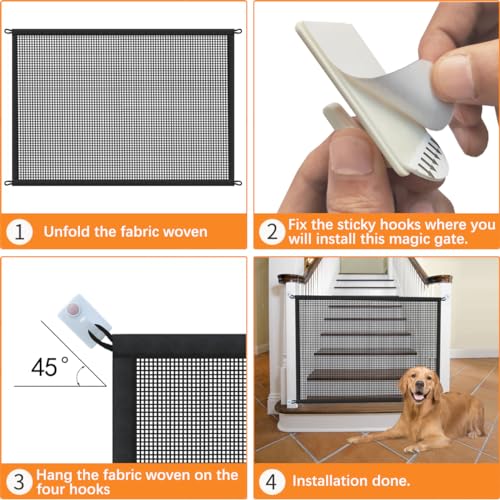 Cupount Dog Gate for Stairs Pet Gates for The House: Dogs Screen Mesh Gate for Doorways Stairways Indoor 29 inch Tall, 45 inch Wide, Fits Openings 40'' to 43'' Wide - Image 4