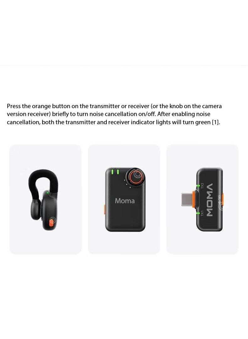 MOMA LARK M2 Hidden Wireless Lavalier Microphone – 48kHz/24-bit, Ultra-Light 9g Clip-On Mic, AI Noise Cancellation, Up to 300m Wireless Range, USB-C/Lightning/Camera Compatible - Image 3