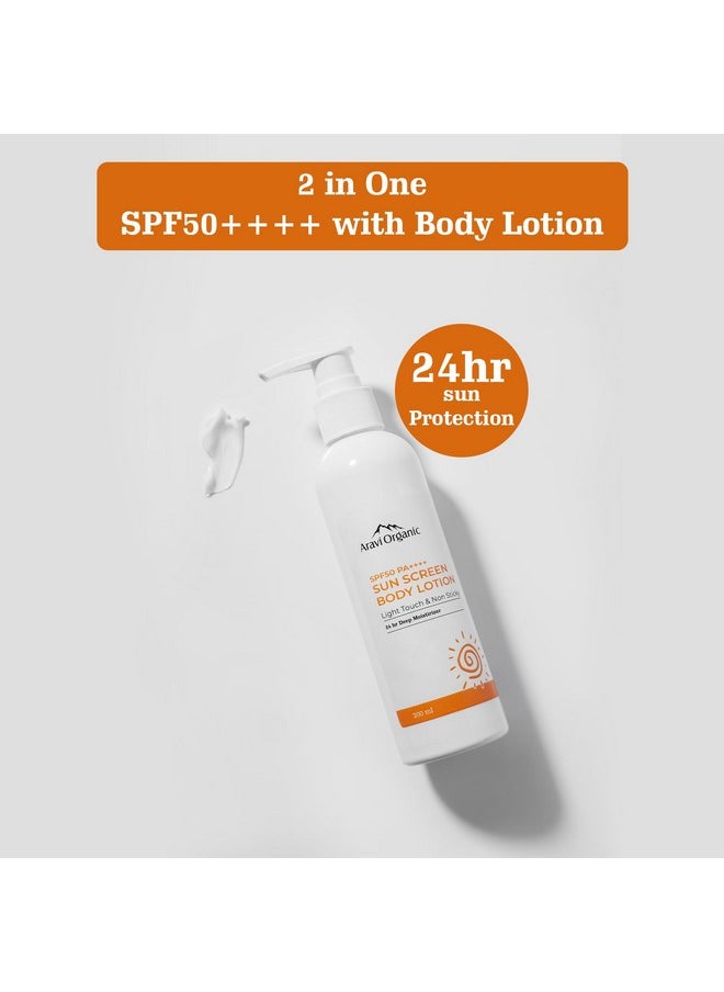 Aravi Organic Spf 50 Sunscreen Body Lotion Light With No White Cast With Pa+++ Uva Uvb Protection Enriched With Niacinamide & Vitamin E Hydration & Skin Repair For All Skin Types 200 Ml  - Image 2