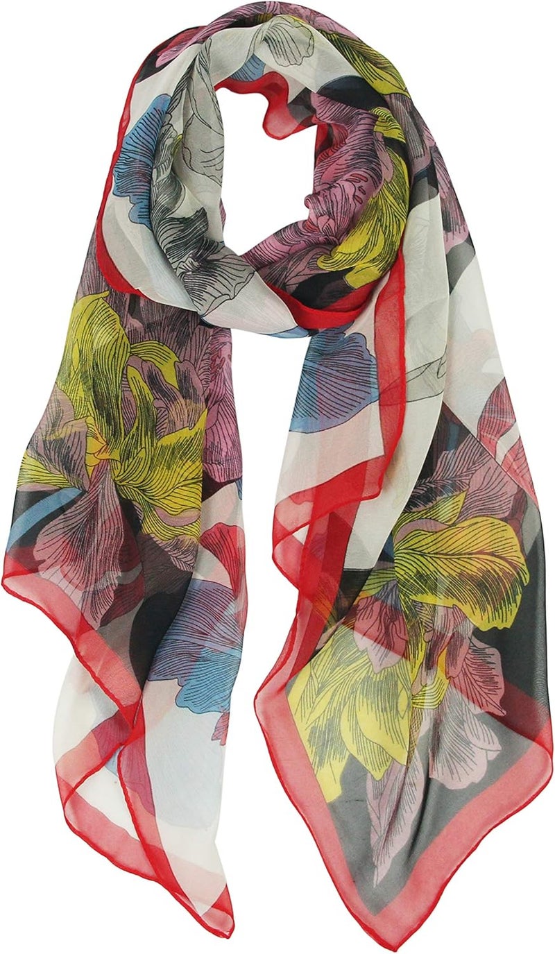 Long Chiffon Sheer Scarf Gradient Shaded Colors Lightweight Scarf For Womens