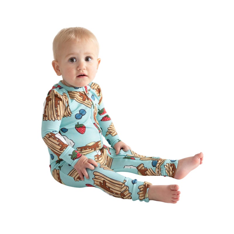 Posh Peanut Convertible Baby Sleepers - Boys Footless Baby Pajamas with 2 Way Zipper for Easy Diaper Changes - Pancake Party, 12-18 Months - Image 1