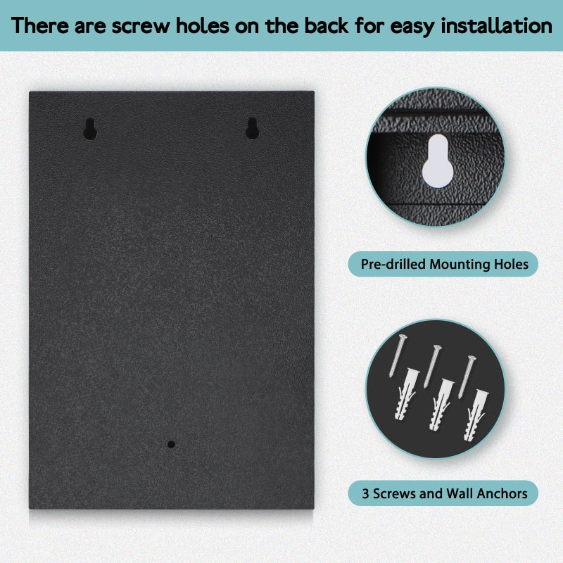 KYODOLED Locking Key Cabinet, 40 Key Storage Lock Box with Code, Key Box Wall Mount with Combination Lock, Key Hooks & Tags Labels for Home, Office, Business, 2.5" D x 8" W x 12" H (Black,40 Key) - Image 5