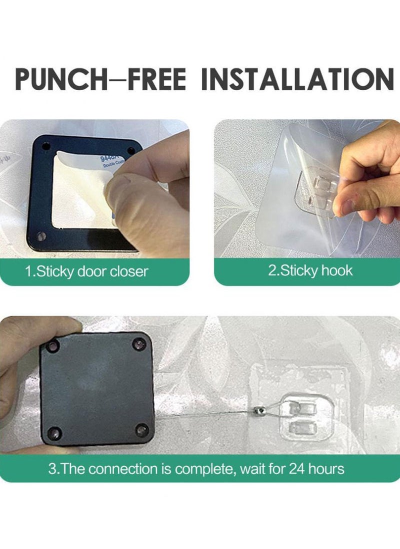 Non-perforated Automatic Sensing Door Closer Multifunctional Automatic Door Closer Automatic Door Closer For Household And Commercial Use With Pull Cord Type Door Closer - Image 2