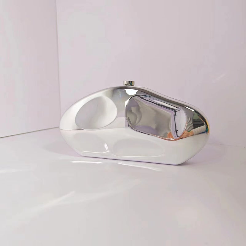 Acrylic Clutch Evening Bag for Women Silver 