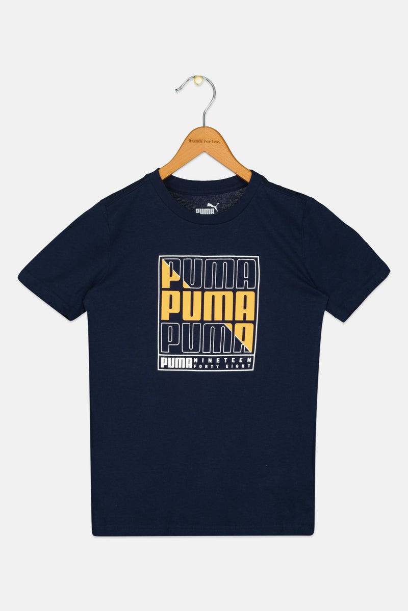 PUMA تي شيرت أطفال أولاد بأكمام قصيرة للخارج، أزرق داكن - Image 1