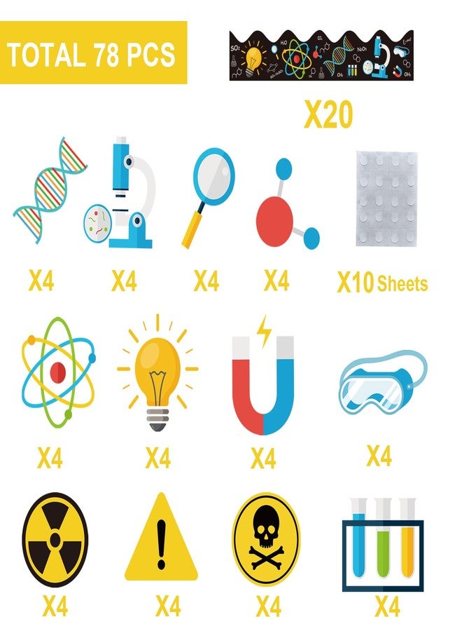 Joffetii 78Pcs Science Classroom Bulletin Board Decorations with Borders, Classroom Decor Paper Cutouts Teacher Must Haves Science Theme Back to School Home Office Decorations - Image 2
