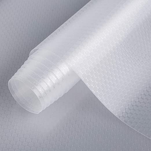 KayJen 45 cmX5m Transparent Food Grade EVA Anti Slip MatSheet for Fridge Kitchen Drawer Shelf Liner Table Round Dots Transparent - Image 1