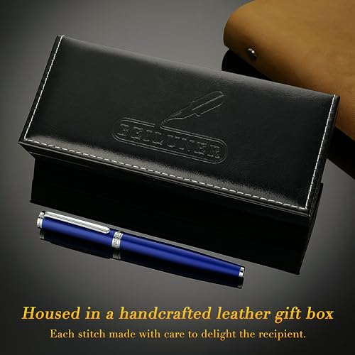 BEILUNER Luxury Fountain Pen Set,Solid 24K Gilded Fine Nib, Modern Classic Limited Edition -Includes 6 Ink Cartridges&Ink Refill Converter with Gift Case-Perfect for Men and Women（Charming blue） - Image 5