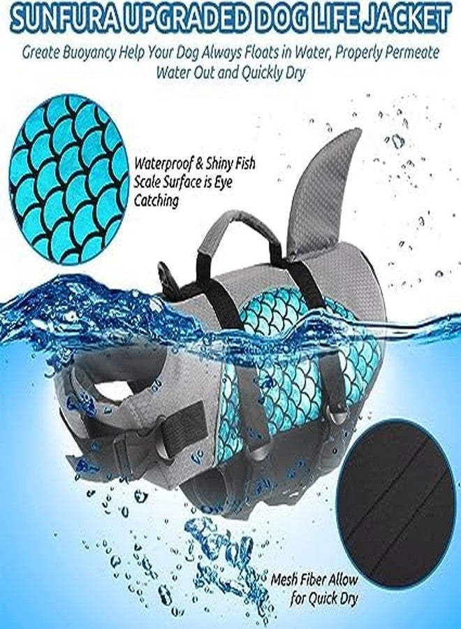 Olpad Dog Life Jacket, Shark Fin Design Pet Life Vest Dog Safety Preserver with High Buoyancy & Rescue Handle for Swim, Pool, Beach, Boating, Adjustable Ripstop Lifesaver (S, Blue) - Image 4