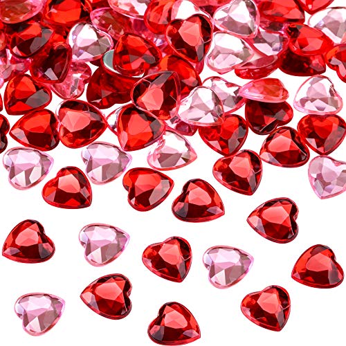 CHENGU Valentines Day Acrylic Heart 3D Acrylic Heart Rhinestones Flat Red and Back Decoration Wedding Table Scatter Decoration for DIY Crafts Jewelry Making, 0.5 Inch(100 Pcs) - Image 1