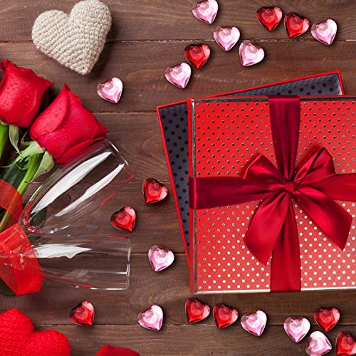 CHENGU Valentines Day Acrylic Heart 3D Acrylic Heart Rhinestones Flat Red and Back Decoration Wedding Table Scatter Decoration for DIY Crafts Jewelry Making, 0.5 Inch(100 Pcs) - Image 3